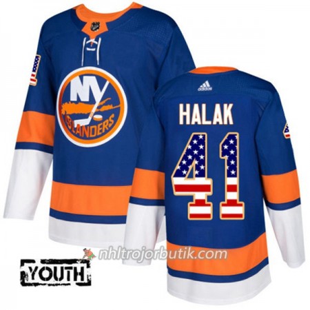 Barn Ishockey New York Islanders Tröja Jaroslav Halak 41 Adidas 2017-2018 Blå USA Flag Fashion Authentic Barn Ishockey New York Islanders Tröja Jaroslav Halak 41 Adidas 2017-2018 Blå USA Flag Fashion Authentic